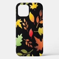 Seamless pattern with fallen autumn leaves and col