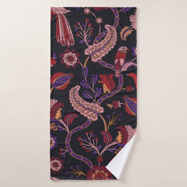 Seamless pattern with fantasy flowers, natural wal bath towel (Bath Towel)