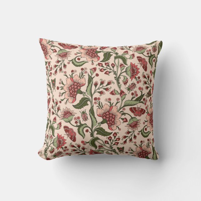 Seamless pattern with fantasy flowers, natural wal cushion (Front)