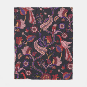 Seamless pattern with fantasy flowers, natural wal fleece blanket