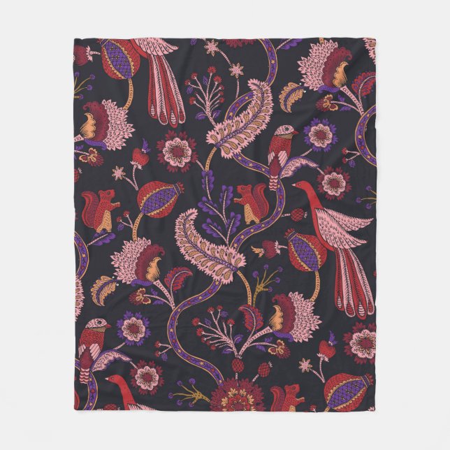 Seamless pattern with fantasy flowers, natural wal fleece blanket (Front)