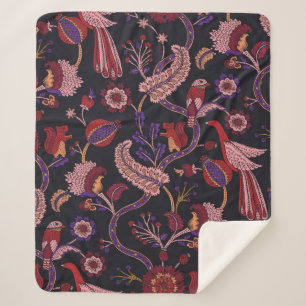 Seamless pattern with fantasy flowers, natural wal sherpa blanket