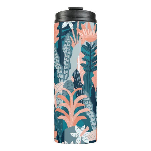 Seamless pattern with fantasy flowers, natural wal thermal tumbler (Front)