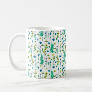 Seamless pattern with fern and flowers coffee mug