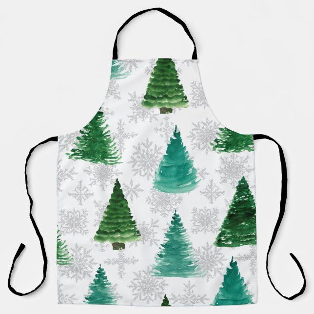 Seamless pattern with fir tree and snowflakes. Wat Apron (Front)
