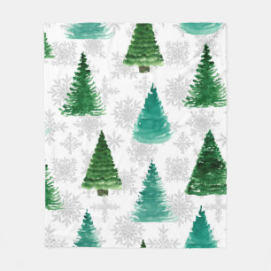 Seamless pattern with fir tree and snowflakes. Wat Fleece Blanket