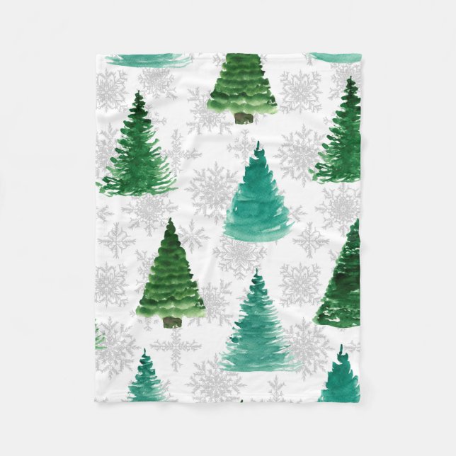 Seamless pattern with fir tree and snowflakes. Wat Fleece Blanket (Front)