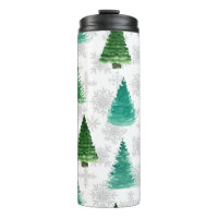 Seamless pattern with fir tree and snowflakes. Wat