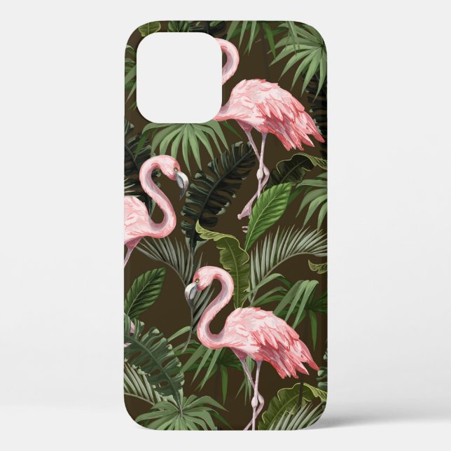 Seamless pattern with flamingo and tropical leaves Case-Mate iPhone case (Back)