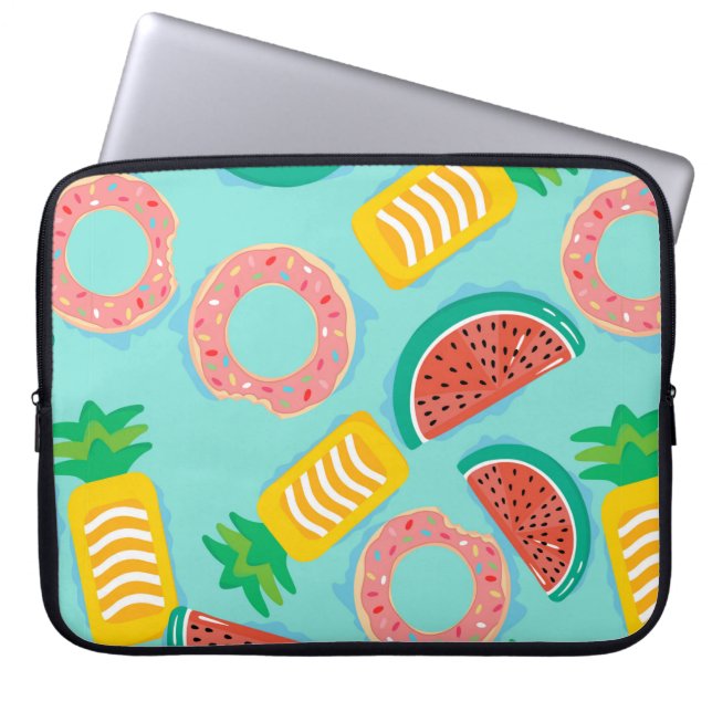 Seamless pattern with floats in the pool. Pineappl Laptop Sleeve (Front)