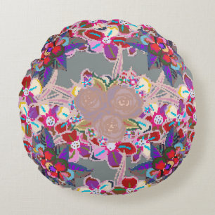 Seamless pattern with floral motif. Seamless patte Round Cushion