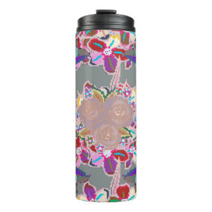 Seamless pattern with floral motif. Seamless patte Thermal Tumbler