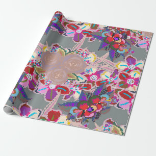 Seamless pattern with floral motif. Seamless patte Wrapping Paper