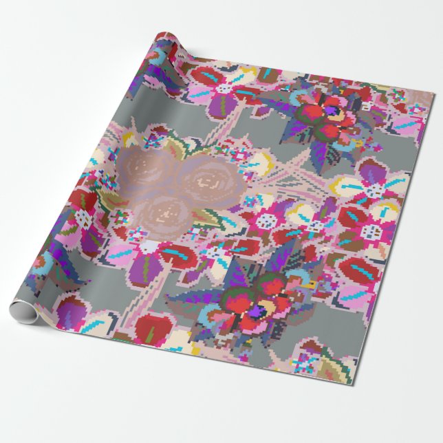 Seamless pattern with floral motif. Seamless patte Wrapping Paper (Unrolled)