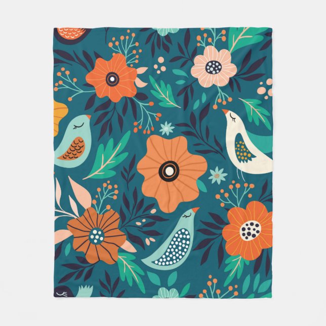 Seamless pattern with floral ornament fleece blanket (Front)