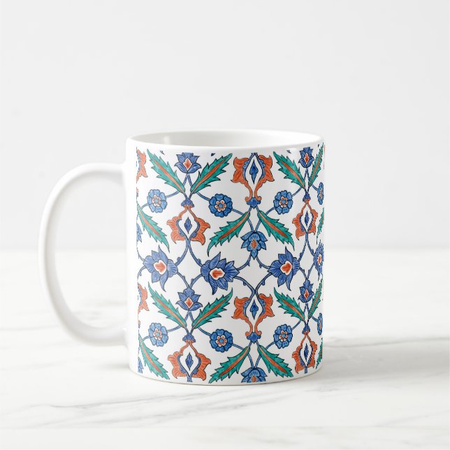 Seamless pattern with floral ornament imitating me coffee mug (Left)