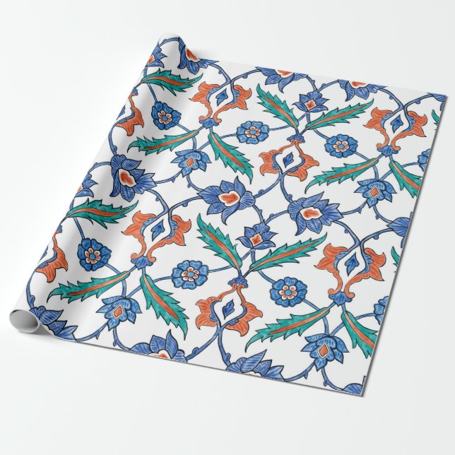 Seamless pattern with floral ornament imitating me wrapping paper (Unrolled)