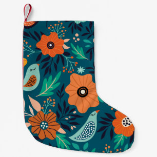 Seamless pattern with floral ornament small christmas stocking