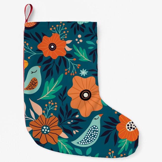 Seamless pattern with floral ornament small christmas stocking (Front)