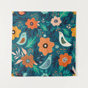 Seamless pattern with floral ornament tapestry