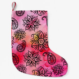 Seamless pattern with floral ornamental ethnic dec small christmas stocking