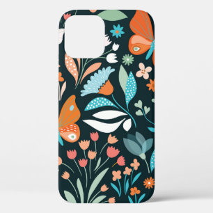 Seamless pattern with flowers and butterflies iPhone 12 case