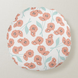 Seamless pattern with flowers and floral elements, round cushion
