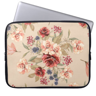 Seamless pattern with flowers and leaves. Floral p Laptop Sleeve