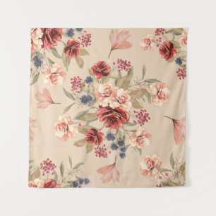 Seamless pattern with flowers and leaves. Floral p Tapestry