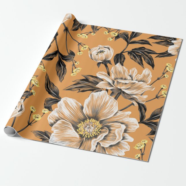 Seamless pattern with flowers.art,floral,pattern,c wrapping paper (Unrolled)