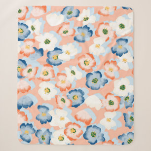 Seamless pattern with flowers in a watercolor styl sherpa blanket