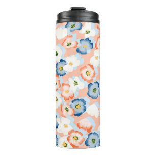 Seamless pattern with flowers in a watercolor styl thermal tumbler