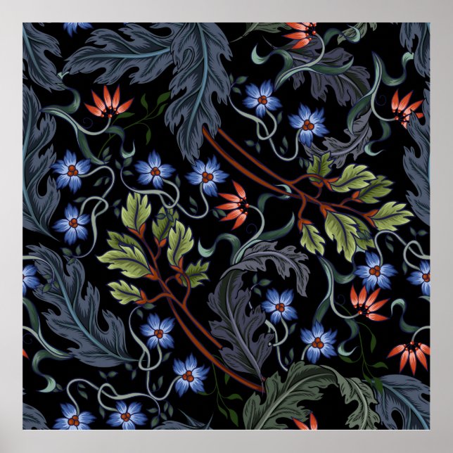 Seamless pattern with flowers in art deco style. M Poster (Front)