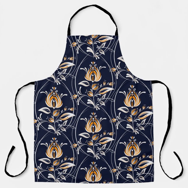Seamless pattern with flowers in folk style. . Vin Apron (Front)