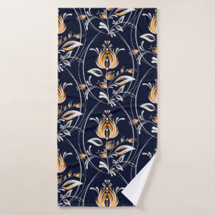 Seamless pattern with flowers in folk style. . Vin Bath Towel