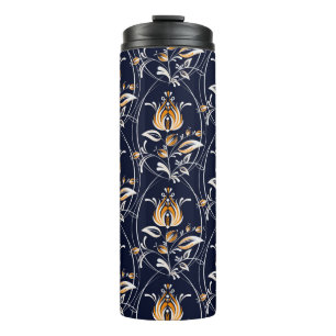 Seamless pattern with flowers in folk style. . Vin Thermal Tumbler