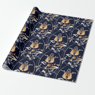 Seamless pattern with flowers in folk style. . Vin Wrapping Paper