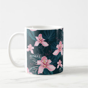 Seamless pattern with flowers Orchid, colorful tro Coffee Mug