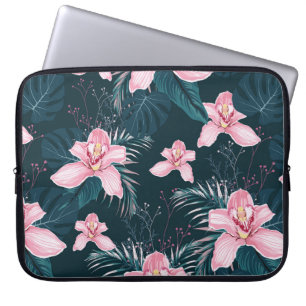 Seamless pattern with flowers Orchid, colourful tr Laptop Sleeve