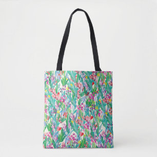 Seamless pattern with flowers, plant background. A Tote Bag