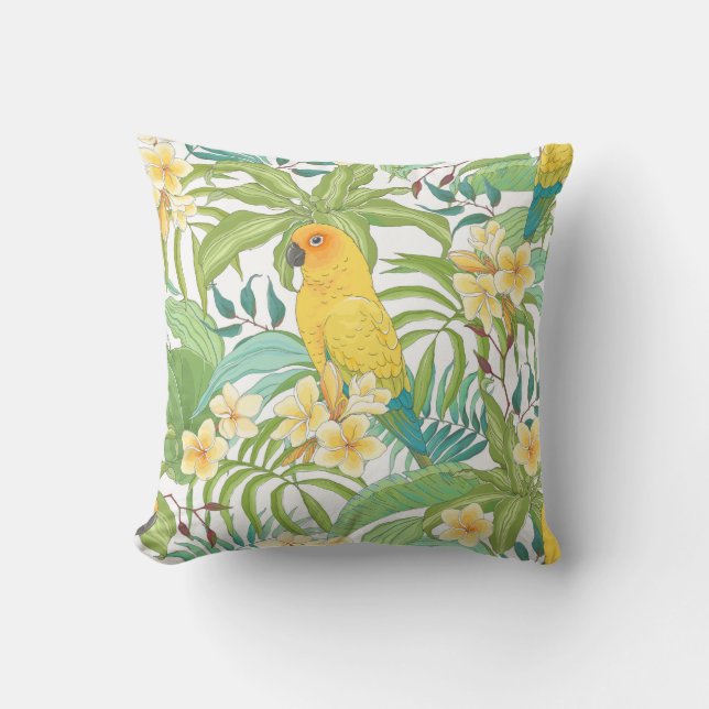 Seamless pattern with flowers Plumeria,leaves and  Cushion (Front)