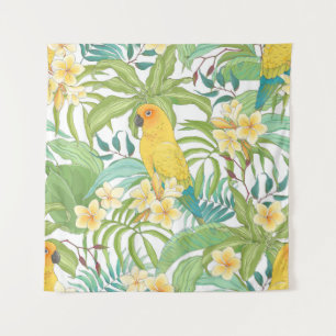 Seamless pattern with flowers Plumeria,leaves and Tapestry