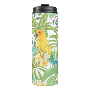 Seamless pattern with flowers Plumeria,leaves and  Thermal Tumbler