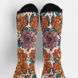 seamless pattern with flowers socks