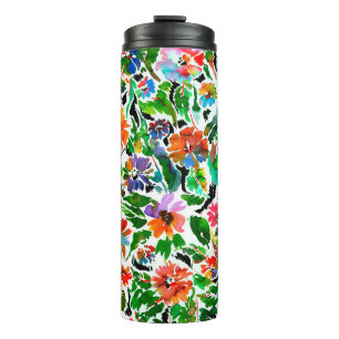 Seamless pattern with flowers thermal tumbler