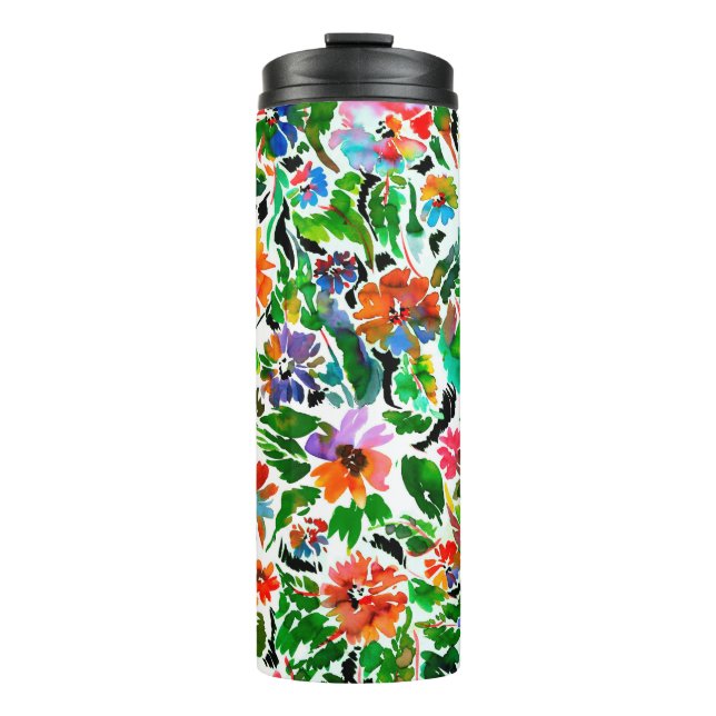 Seamless pattern with flowers  thermal tumbler (Front)