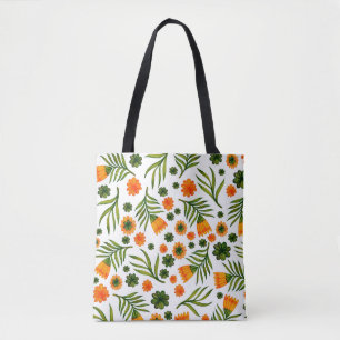 Seamless pattern with folk art flowers tote bag