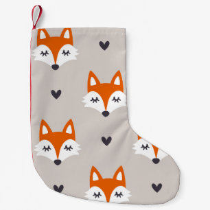 Seamless pattern with fox faces. Hand drawn repeat Small Christmas Stocking