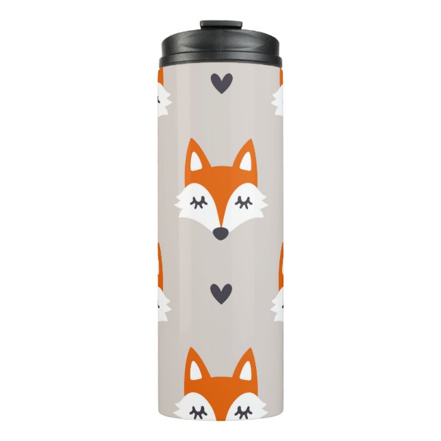 Seamless pattern with fox faces. Hand drawn repeat Thermal Tumbler (Front)