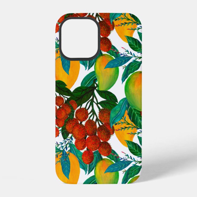 Seamless pattern with fresh bright exotic mango ra iPhone case (Back)